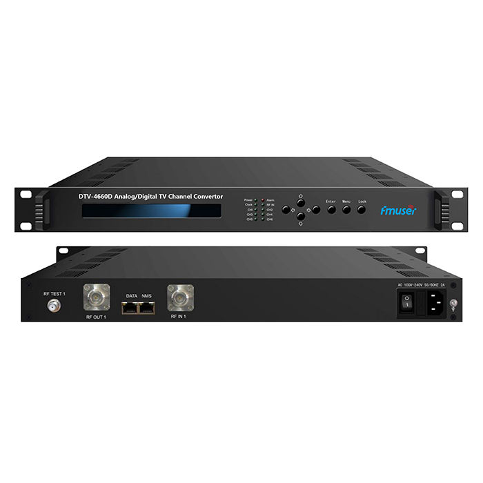 FMUSER DTV-4660D Analog/Digital DVB-C/T, ATSC, ISDB-T, PAL, NTSC, etc RF in RF out TV channel frequency Convertor